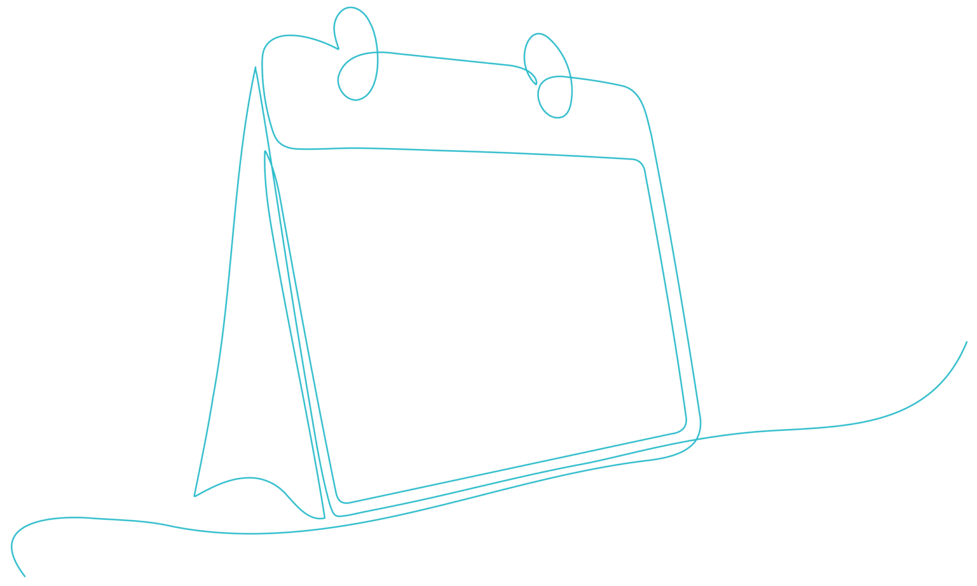 Lijntekening kalender turquoise